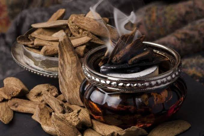 Incense burning in a glass bowl 